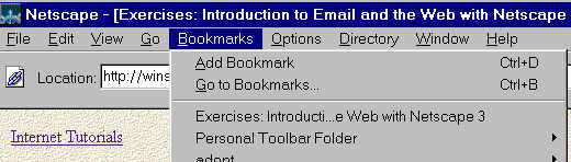 Netscape Bookmarks Menu